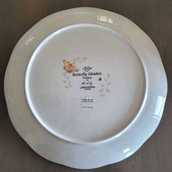 Lenox Butterfly Meadow Fritillary 11" China Dinner Plate Scalloped Edge - Picture 6 of 6